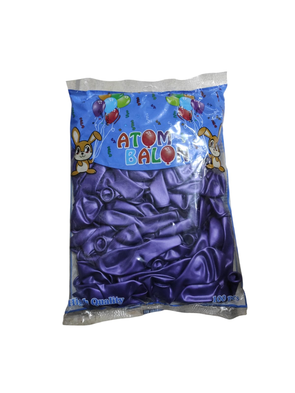 atom metalik mor balon 12 inç 100 lü